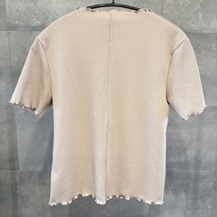 GU リブメローコンパクトT 半袖 M ベージュ　シンプル　トップス　レディースの画像