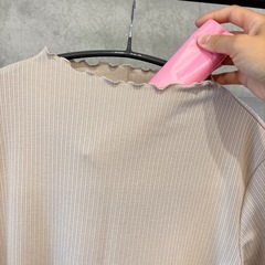 GU リブメローコンパクトT 半袖 M ベージュ　シンプル　トップス　レディースの画像