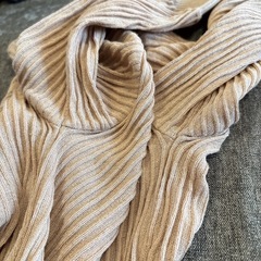 GU レーシーリブコンビネーションセーター 7分袖 S ベージュ　シアー　透け感の画像