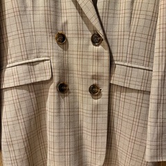 NICE CLAUP チェック柄 ダブルボタンジャケットの画像