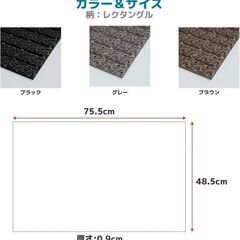 未使用 玄関マット ブラック 屋外 泥落とし 雪落とし ドアマット 水洗い 高耐久の画像