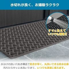 未使用 玄関マット ブラック 屋外 泥落とし 雪落とし ドアマット 水洗い 高耐久の画像