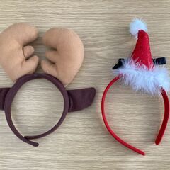 ★クリスマス用カチューシャ★サンタ＆トナカイのセット★の画像