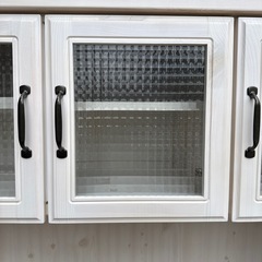 食器棚 幅105cm 日本製 カップボード キッチン収納 オープンボード キッチンボード レンジボード レンジ台 おしゃれ 北欧モダン シンプル アンティーク金具の画像