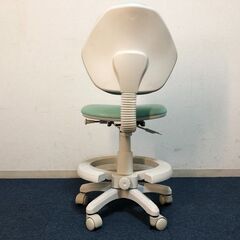 学習チェア 足置きステップ・昇降機能付きジャンプ5 PVC合皮ブルー ストッパー付きキャスター仕様イス・360°回転式デスクチェアの画像