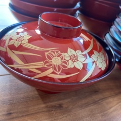 漆器 蓋付き椀 お吸い物椀　10個セットの画像