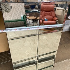 モダンなミラーパーテーション 鏡 衝立 高さ180cmの画像