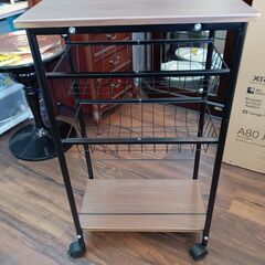 スリムワゴン　カゴ　キッチン収納　ランドリー収納　スリムラック　キャスター付き　ブラウン　ブラック　サイズ（約）幅30×奥50×高85　　■近隣配送無料 買取GO‼　栄和店の画像