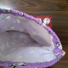 【ハンドメイド】ウサギ柄きんちゃく（紫）の画像