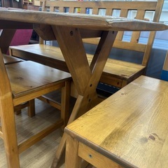 【ドリーム川西店御来店限定】☆ジモティー見たよ♪割引☆カントリー調ダイニングセット／クリーニング済み【2125560000042586】の画像