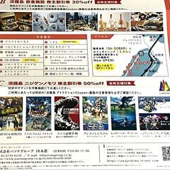 4名まで使え大変お得！パソナ PASONA 株主優待 淡路島 ニジゲンノモリ50％ 淡路島西海岸飲食施設30％割引券 2枚綴りセット 2026年9月30日まで★の画像