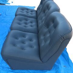 ソファー　1人掛×3台　ファブリック　素材不明　ダークグリーン　全長約180㎝　【1人掛×3台】の画像