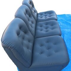 ソファー　1人掛×3台　ファブリック　素材不明　ダークグリーン　全長約180㎝　【1人掛×3台】の画像