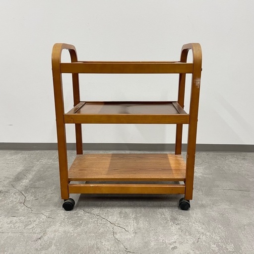 昭和レトロ 木製 キッチンワゴン キッチンカート トロリー キャスター付きレトロ キッチンワゴン 3段ワゴン トロリーワゴン キャスター付き 木製