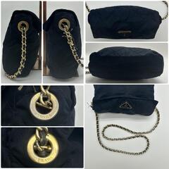 PRADA プラダ ショルダーバッグ トートバッグ ワンショルダー 肩掛け テスートナイロン キルティング ゴールドチェーン 三角ロゴプレート 白タグの画像