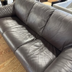 大塚家具(IDC)3人掛けソファー ブラック レザーの画像
