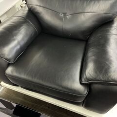 複数在庫あり! 1人掛けソファ 黒/ブラック 幅105cm×奥行97cm×高さ91cm 1Pソファ 革製 札幌市手稲区の画像