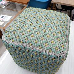 パオラ レンティ キューブスツール アイボリー×グリーン系 40cm角 イタリア製  /札幌市清田区の画像