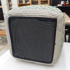 パオラ レンティ キューブスツール アイボリー×グリーン系 40cm角 イタリア製  /札幌市清田区の画像