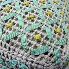 パオラ レンティ キューブスツール アイボリー×グリーン系 40cm角 イタリア製  /札幌市清田区の画像