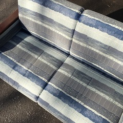 美原店 マルニ木工 2人掛け ソファ ストライプ柄　アンティークの画像