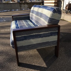 美原店 マルニ木工 2人掛け ソファ ストライプ柄　アンティークの画像