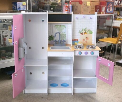 キッドクラフト おままごとキッチン ピンク＆ホワイト 木製 コストコ kidkraft おもちゃ☆ 札幌市 北区 屯田