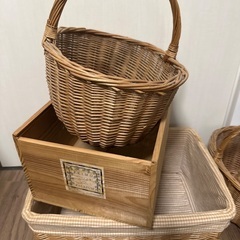 バスケット　かご　木製　ナチュラル　まとめ売りの画像