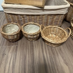バスケット　かご　木製　ナチュラル　まとめ売りの画像