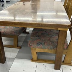 ★リユースのサカイ千葉中央店★  ダイニングテーブルセット ブラウン H57×D80×W140 クリーニング済み TC5802の画像