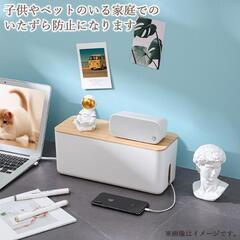 Baskiss 竹製電源 & ケーブル収納ボックス セット L & Mサイズの画像