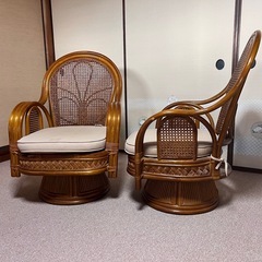 籐製　　　テーブル　椅子　セットの画像