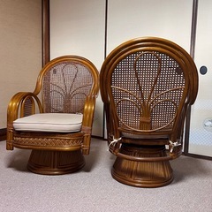 籐製　　　テーブル　椅子　セットの画像