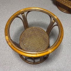 籐製　　　テーブル　椅子　セットの画像