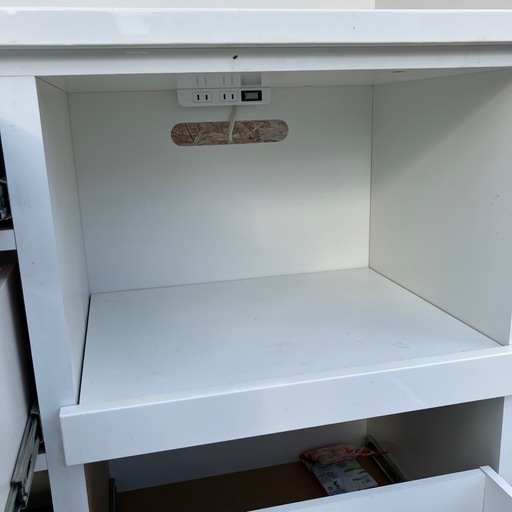 【内田工芸】食器棚　キッチン収納　レンジ台　レンジボード　白　ホワイト　コンセント付き　105×41.5×180