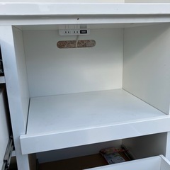 【内田工芸】食器棚　キッチン収納　レンジ台　レンジボード　白　ホワイト　コンセント付き　105×41.5×180の画像