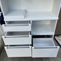 【内田工芸】食器棚　キッチン収納　レンジ台　レンジボード　白　ホワイト　コンセント付き　105×41.5×180の画像