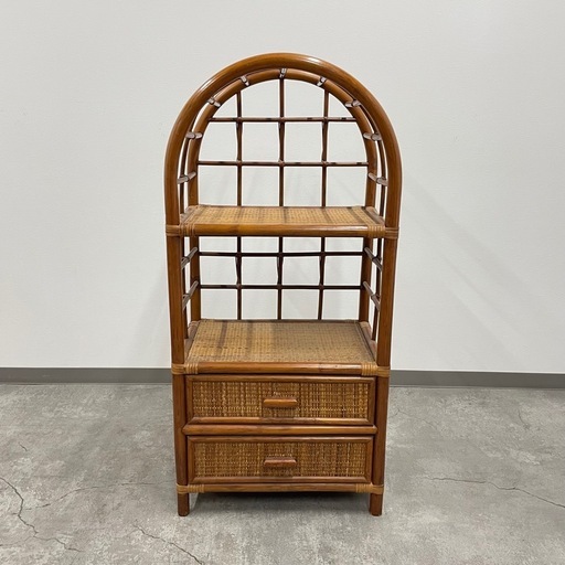 ラタン製アーチ型シェルフ ラタンシェルフ アーチ型 シェルフ ラタン 籐家具 ヴィンテージ レトロ