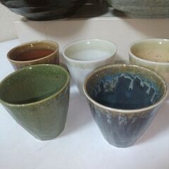 未使用　美濃焼　瑞陶　五色５彩　いろどり籠付きだんらん揃　中鉢5客　湯呑み５客の画像