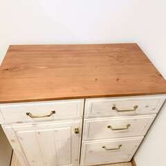 【美品】 ニトリ 、キッチンカウンター(シナモ80 WH) の画像