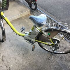 地域限定送料無料　パナソニック　ビビ　DX　子供乗せ　8,9AH　黄緑　パスウィズ　アシスタ　神戸市　電動自転車の画像