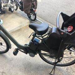 地域限定送料無料　パナソニック　ギュットアニーズ　子供乗せ　16AH　三人乗り　緑系　パスバビーアン　ビッケモブ　神戸市　電動自転車の画像