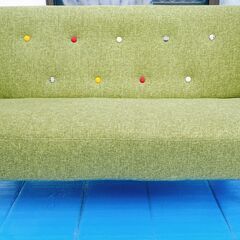 M675　不二貿易 ソファ 2人掛け ローソファ 幅123cm  美品の画像