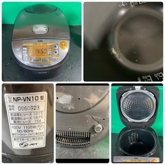 東○411 新生活応援セット！ 炊飯器 ケトル 時計 アイロン ラック 5点セット 通電OK 中古 家電  ご飯沢山食べる人必見☆５合炊き！ 象印 T-faLの画像