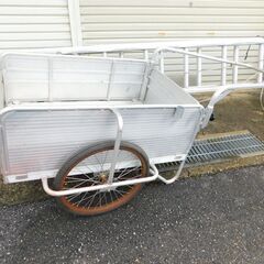 【JM931】アルミリヤカー 折りたたみ式 ノーパンクタイヤ 台車 キャリーカー リアカー リヤカー 農業用 園芸 ガーデニング 収穫 運搬の画像