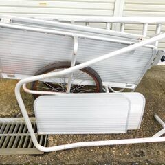 【JM931】アルミリヤカー 折りたたみ式 ノーパンクタイヤ 台車 キャリーカー リアカー リヤカー 農業用 園芸 ガーデニング 収穫 運搬の画像