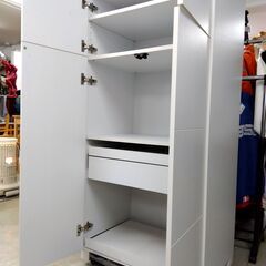 キッチンキャビネット ホワイト/白 幅72×奥50.5×高150cm レンジボード 食器棚 ラック 収納 家具 札幌市 中央区 南12条の画像