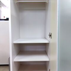 SHIRAI キャビネット ホワイト/白 幅39.5×奥41×高118cm エナメル 子供部屋 スリム収納 家具 ラック 棚 札幌市 中央区 南12条の画像