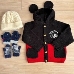 男の子用 100cm 冬用上着5着+ニット帽1個+手袋2組 まとめ売りの画像