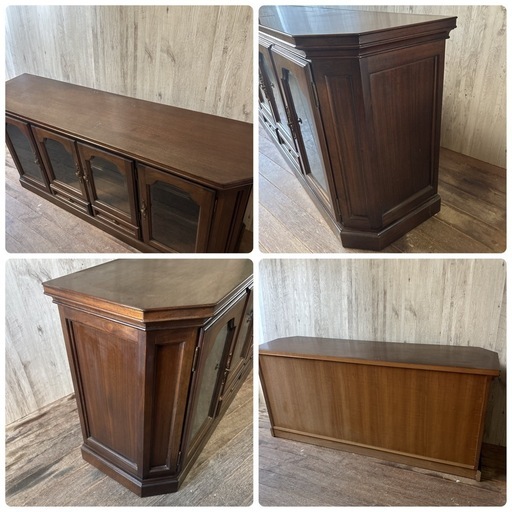 コスガ アンティーク 格子ガラス扉 無垢 カップボード 収納棚 飾り棚